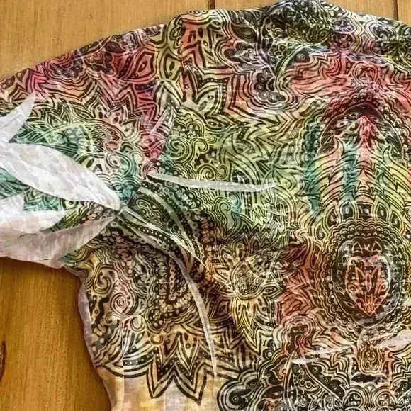 Reba Womens Long Sleeve Sheer Art Decorative Top size M-L - Picture 12 of 15